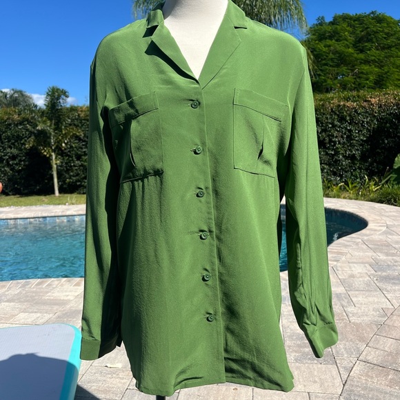 LilySilk Green Long Sleeve Blouse - Picture 3 of 16